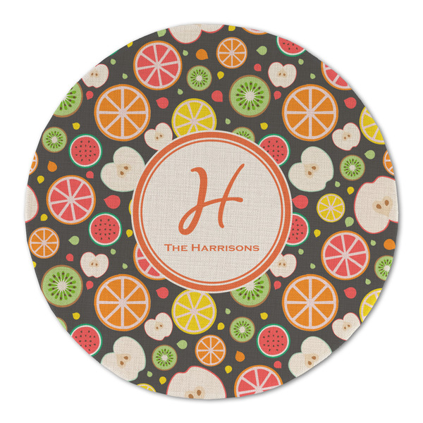 Custom Apples & Oranges Round Linen Placemat - Single Sided (Personalized)