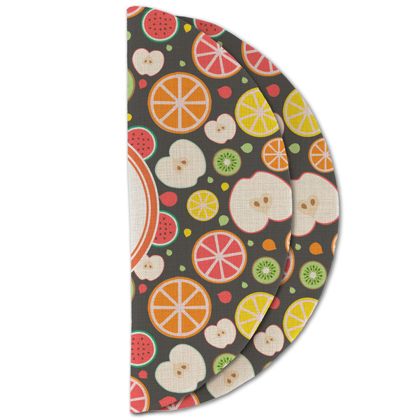 Apples & Oranges Round Linen Placemats - HALF FOLDED (double sided)