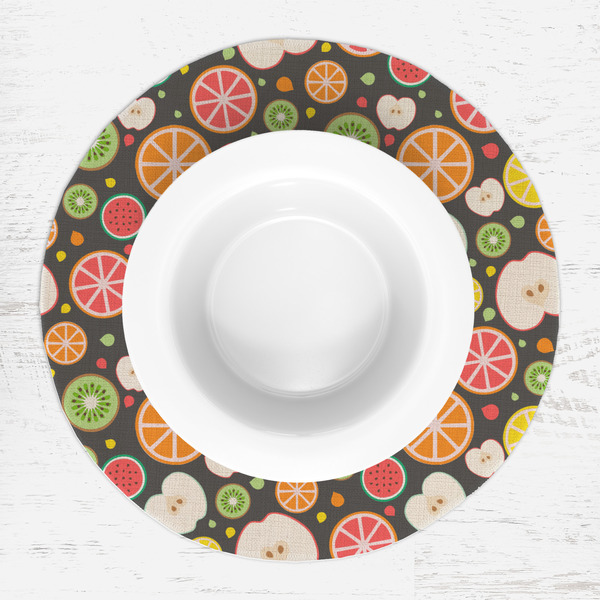 Apples & Oranges Round Linen Placemats - LIFESTYLE (single)