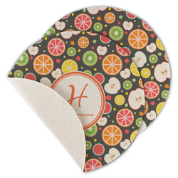 Apples & Oranges Round Linen Placemat - Single Sided - Set of 4 (Personalized)