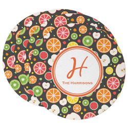 Apples & Oranges Round Paper Coasters w/ Name and Initial