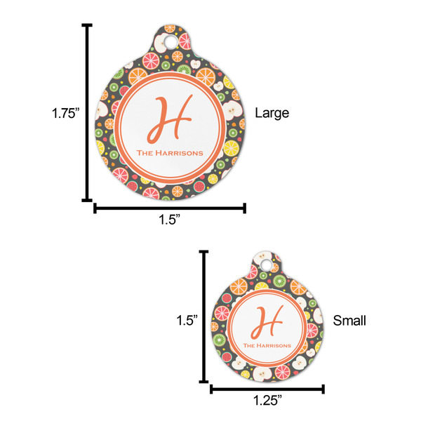 Apples & Oranges Round Pet ID Tag - Large - Comparison Scale