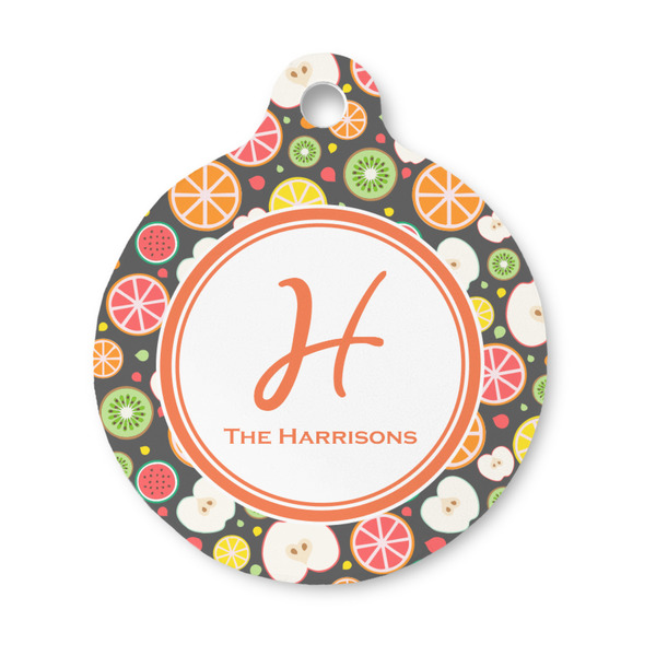 Custom Apples & Oranges Round Pet ID Tag - Small (Personalized)