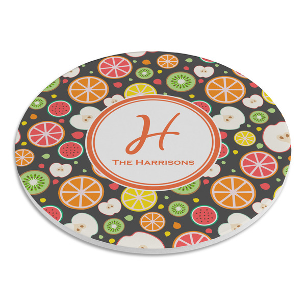 Apples & Oranges Round Stone Trivet - Angle View