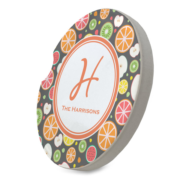 Apples & Oranges Sandstone Car Coaster - STANDING ANGLE