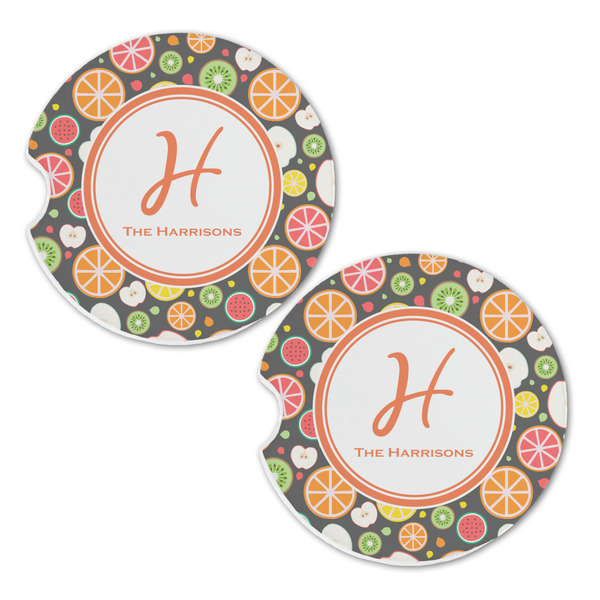 Apples & Oranges Sandstone Car Coasters - Set of 2