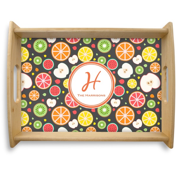 Custom Apples & Oranges Natural Wooden Tray - Large (Personalized)