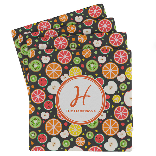 Custom Apples & Oranges Absorbent Stone Coasters - Set of 4 (Personalized)