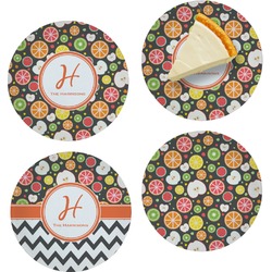 Apples & Oranges Set of 4 Glass Appetizer / Dessert Plate 8" (Personalized)