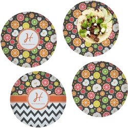 Apples & Oranges Set of 4 Glass Lunch / Dinner Plate 10" (Personalized)