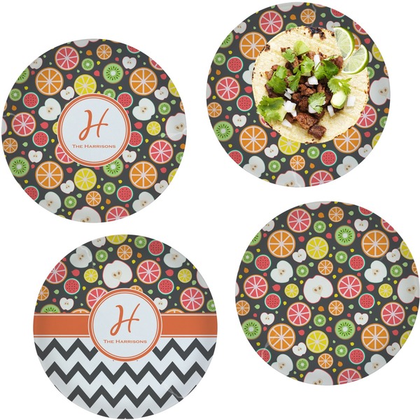 Custom Apples & Oranges Set of 4 Glass Lunch / Dinner Plate 10" (Personalized)