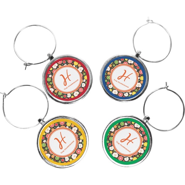 Custom Apples & Oranges Wine Charms (Set of 4) (Personalized)