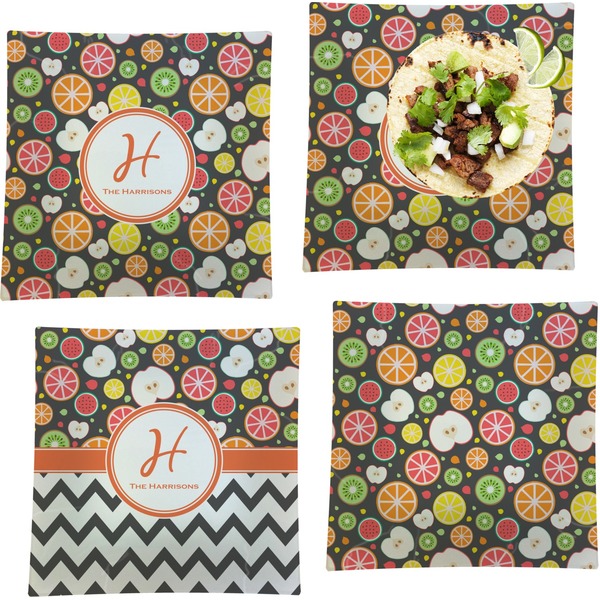 Apples & Oranges Set of Square Dinner Plates