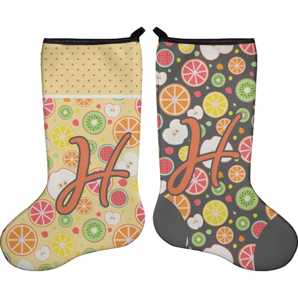 Custom Apples & Oranges Holiday Stocking - Double-Sided - Neoprene (Personalized)