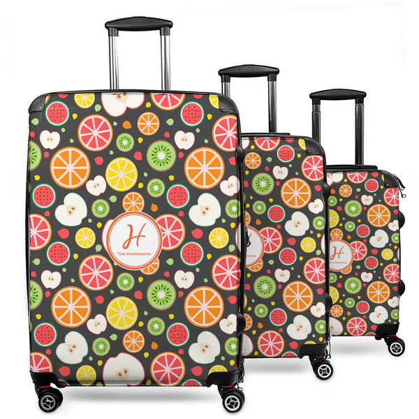 Custom Apples & Oranges 3 Piece Luggage Set - 20" Carry On, 24" Medium Checked, 28" Large Checked (Personalized)