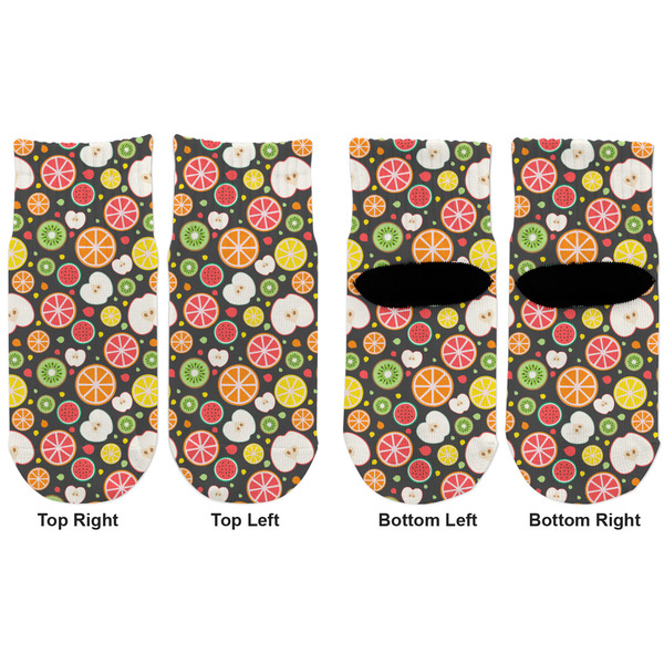 Apples & Oranges Toddler Ankle Socks - Double Pair - Front and Back - Apvl