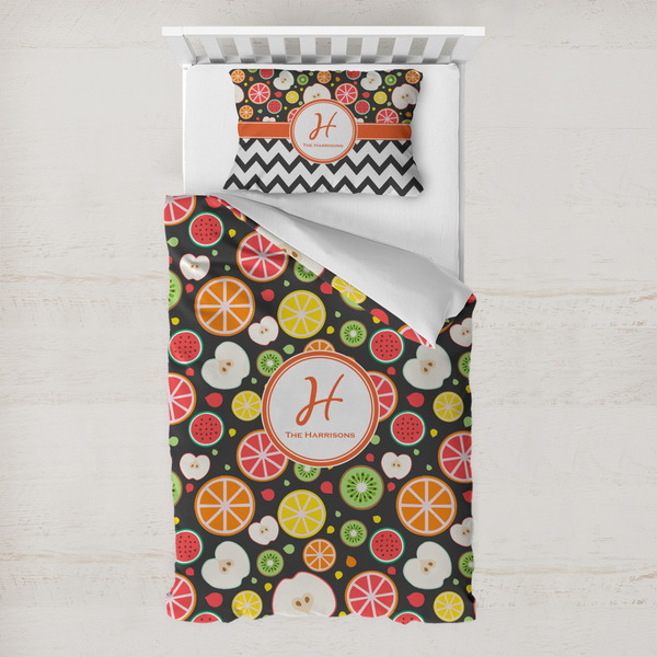 Custom Apples & Oranges Toddler Bedding Set - With Pillowcase (Personalized)