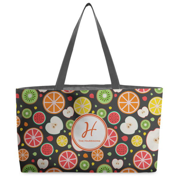 Custom Apples & Oranges Beach Totes Bag - w/ Black Handles (Personalized)