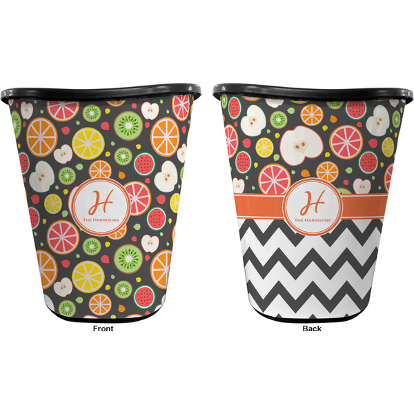 Apples & Oranges Trash Can Black - Front and Back - Apvl