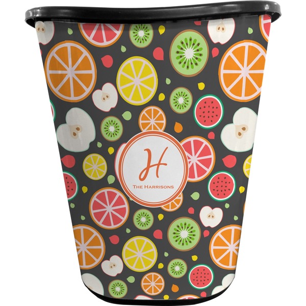 Custom Apples & Oranges Waste Basket - Single Sided (Black) (Personalized)