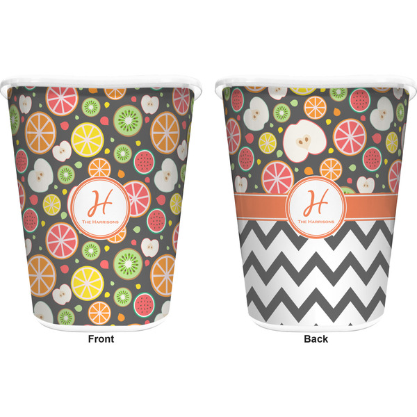 Apples & Oranges Trash Can White - Front and Back - Apvl