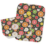 Apples & Oranges Burp Cloths - Fleece - Set of 2 w/ Name and Initial