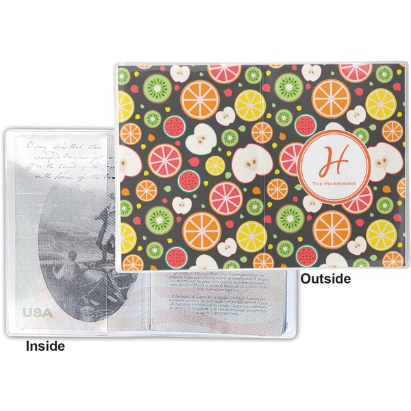 Apples & Oranges Vinyl Passport Holder - Flat Front and Back