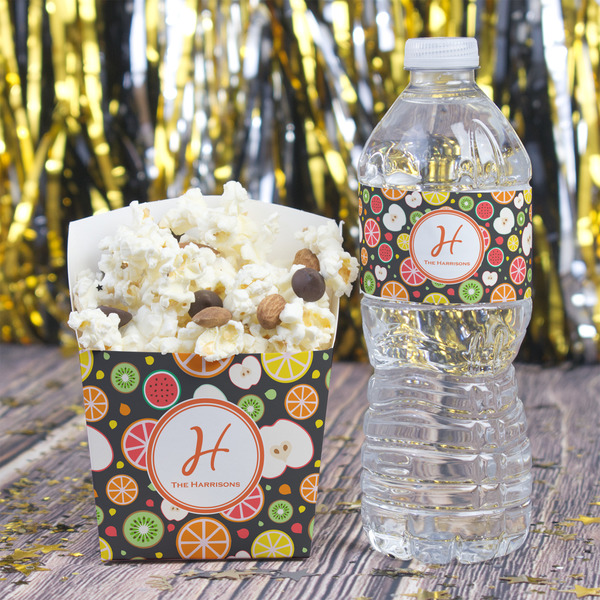 Apples & Oranges Water Bottle Label - w/ Favor Box