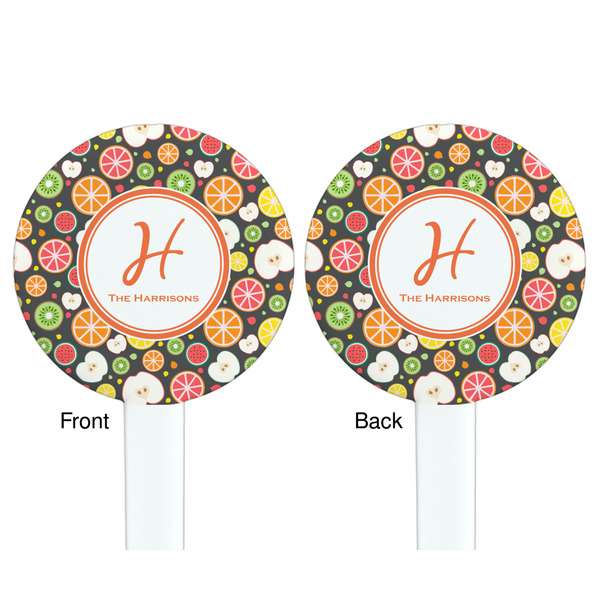 Apples & Oranges White Plastic 7" Stir Stick - Double Sided - Round - Front & Back