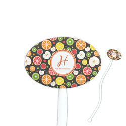 Apples & Oranges 7" Oval Plastic Stir Sticks - White - Single Sided (Personalized)
