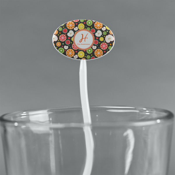 Apples & Oranges White Plastic 7" Stir Stick - Oval - Main