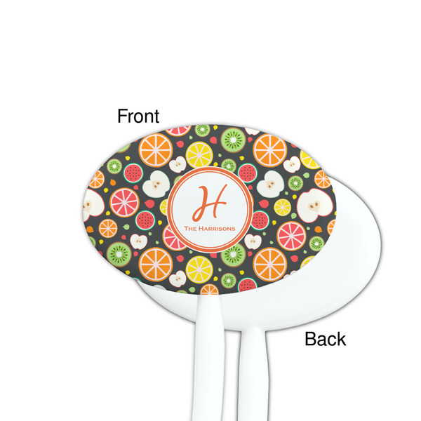 Apples & Oranges White Plastic 7" Stir Stick - Single Sided - Oval - Front & Back