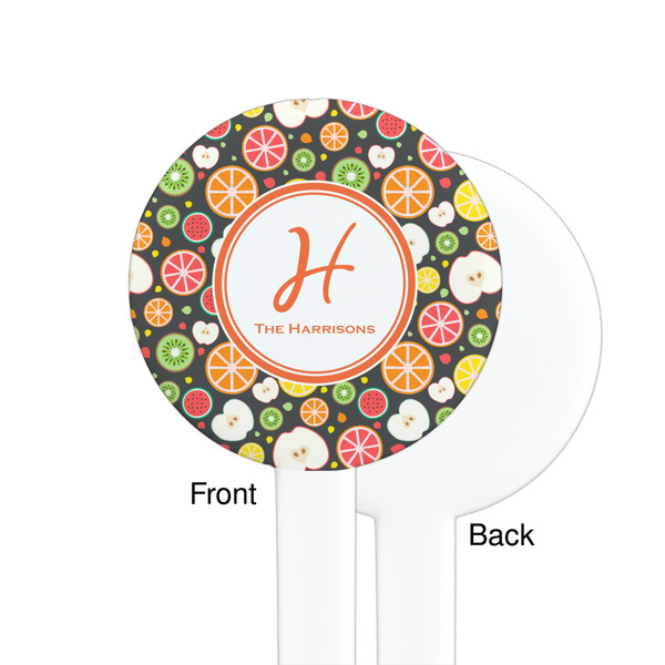 Apples & Oranges White Plastic 7" Stir Stick - Single Sided - Round - Front & Back