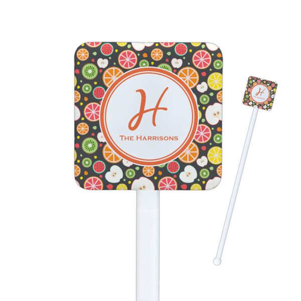 Custom Apples & Oranges Square Plastic Stir Sticks (Personalized)
