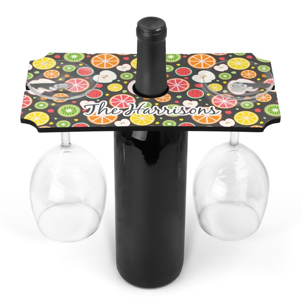 Custom Apples & Oranges Wine Bottle & Glass Holder (Personalized)