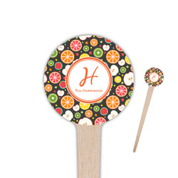 Apples & Oranges 4" Round Wooden Food Picks - Double Sided (Personalized)