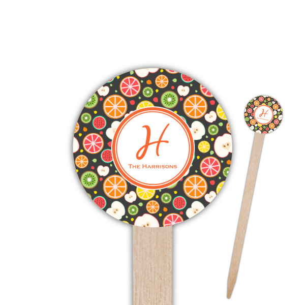 Custom Apples & Oranges Round Wooden Food Picks (Personalized)