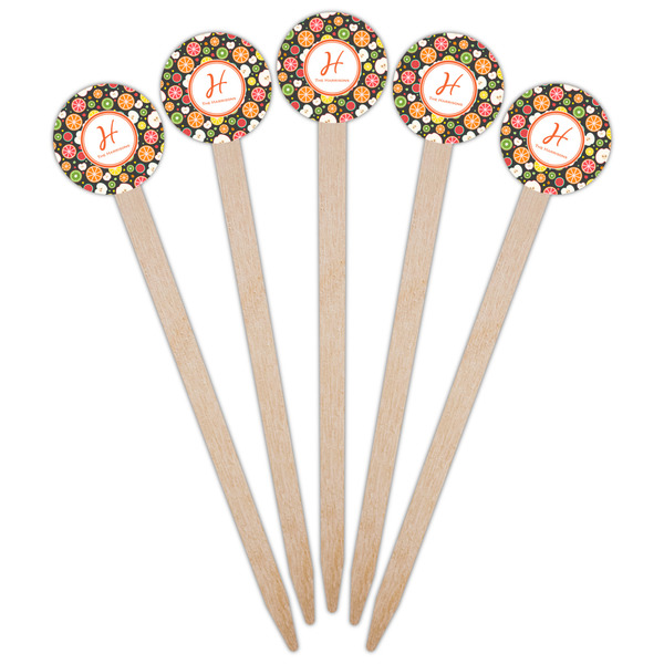 Apples & Oranges Wooden 6" Food Pick - Round - Fan View