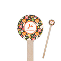 Apples & Oranges 6" Round Wooden Stir Sticks - Single Sided (Personalized)