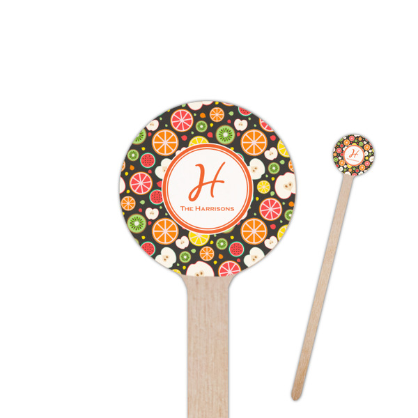 Custom Apples & Oranges 6" Round Wooden Stir Sticks - Single Sided (Personalized)