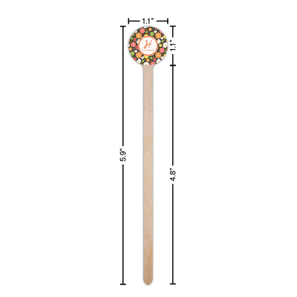 Apples & Oranges Wooden 6" Stir Stick - Round - Dimensions