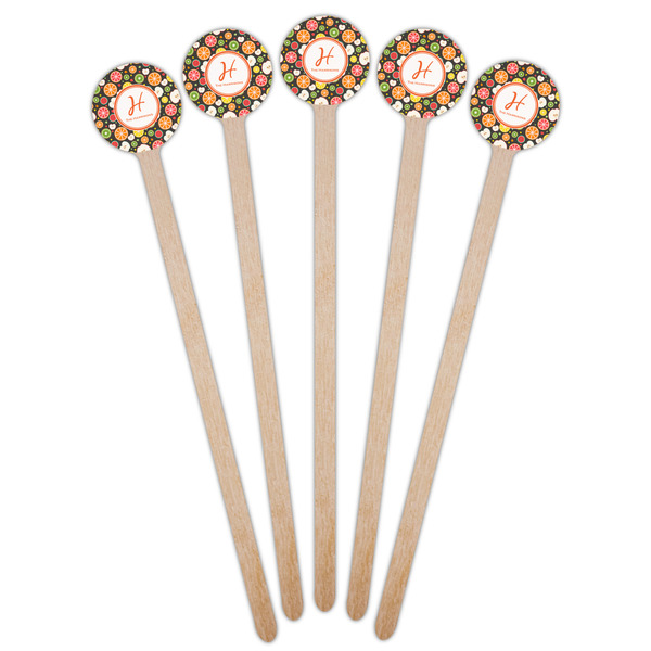 Apples & Oranges Wooden 6" Stir Stick - Round - Fan View