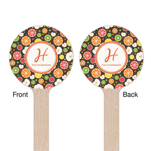 Apples & Oranges Wooden 7.5" Stir Stick - Round - Double Sided - Front & Back