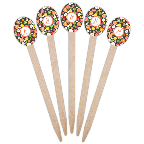 Apples & Oranges Wooden Food Pick - Oval - Fan View