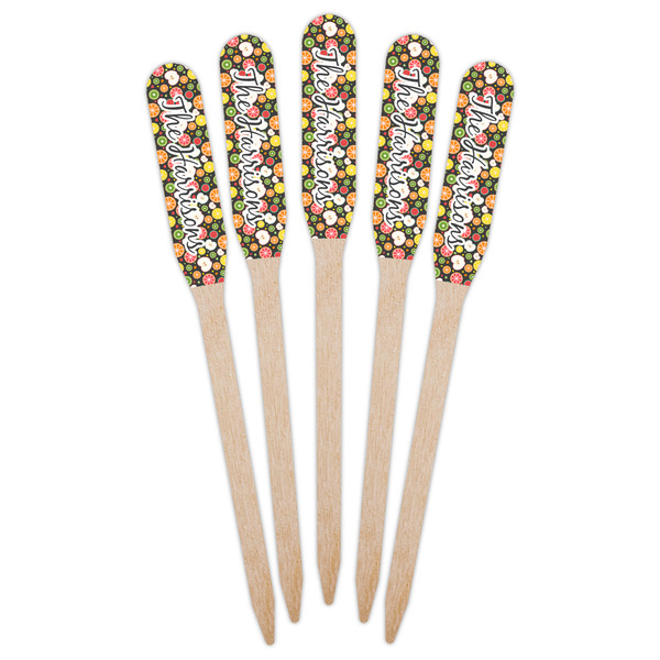 Apples & Oranges Wooden Food Pick - Paddle - Fan View