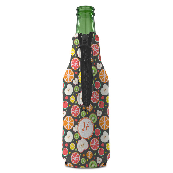 Apples & Oranges Zipper Bottle Cooler - BACK (bottle)