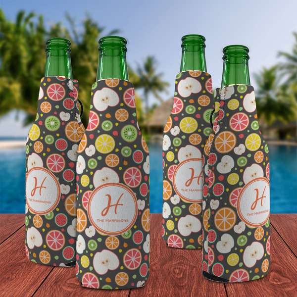 Apples & Oranges Zipper Bottle Cooler - Set of 4 - LIFESTYLE