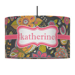 Birds & Butterflies 12" Drum Pendant Lamp - Fabric (Personalized)