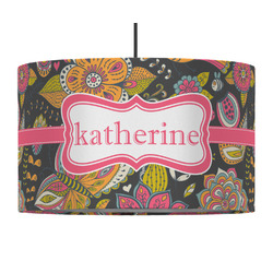 Birds & Butterflies 12" Drum Pendant Lamp - Fabric (Personalized)