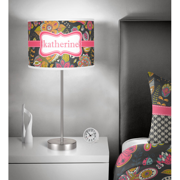 Birds & Butterflies 13 inch drum lamp shade - in room